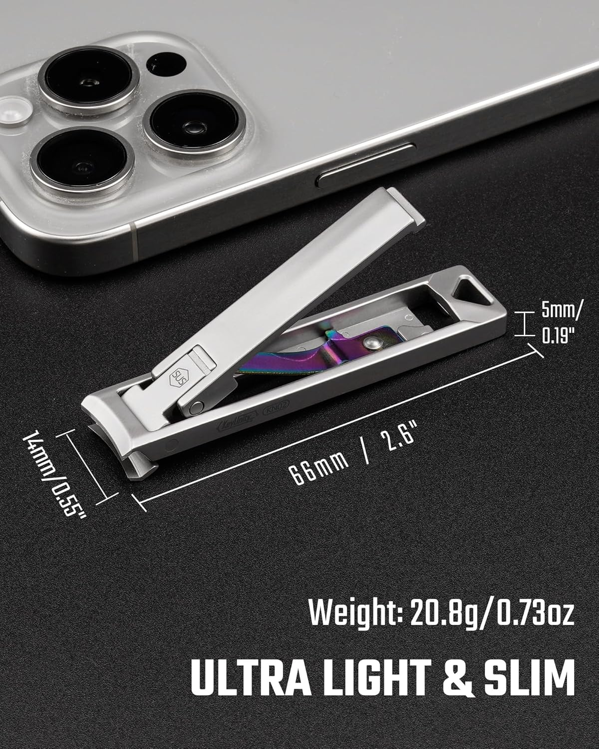 Keyunity KN02 Keychain Nail Clippers, Foldable Stainless Steel Fingernail Cutter for Travel & Everyday Carry image number 5