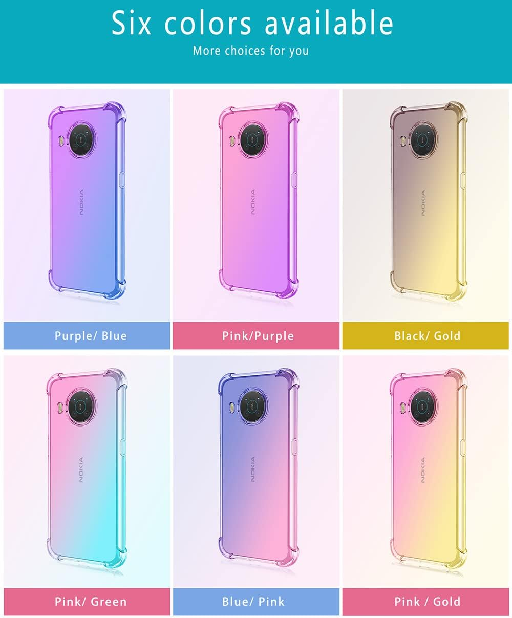 SEAHAI Case for Nokia X10 / X20, Colour Gradient Ultra Thin TPU Mobile Phone Cover, Colourful Transparent Soft Silicone Bumper Shockproof Protective Case, Purple/Blue image number 3