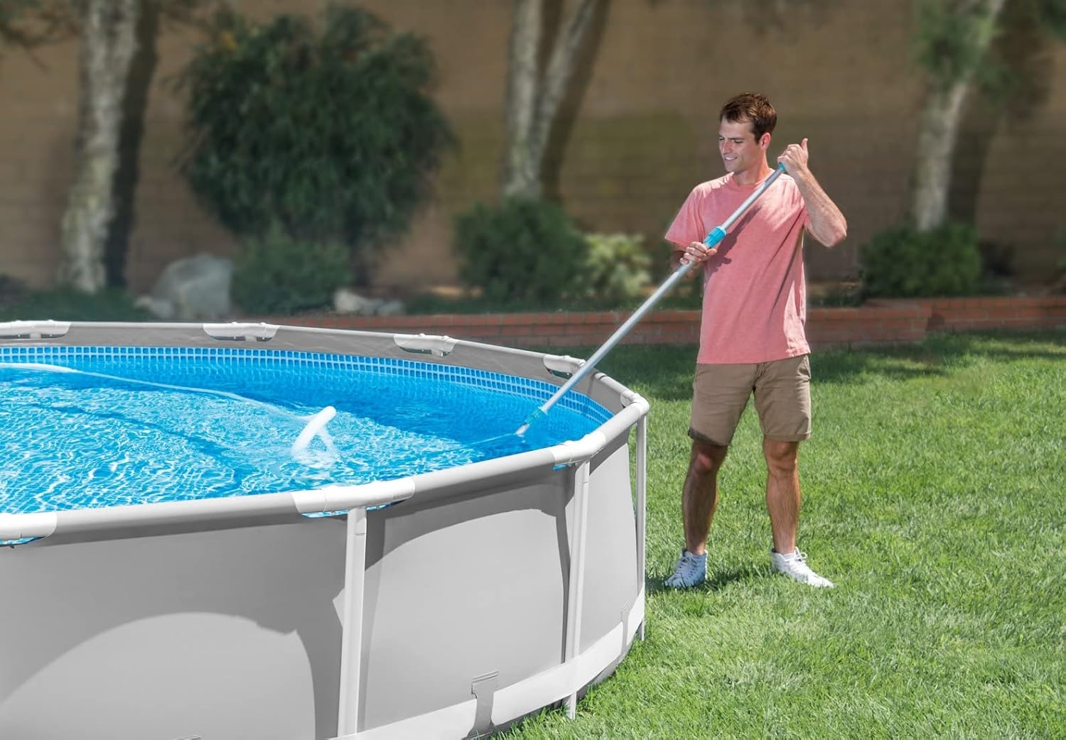 Intex 29057E Deluxe Pool Cleaning Kit for above Ground Pools: Includes Deep Mesh Skimmer &ndash; Curved Wall Brush &ndash; Vacuum Head image number 1