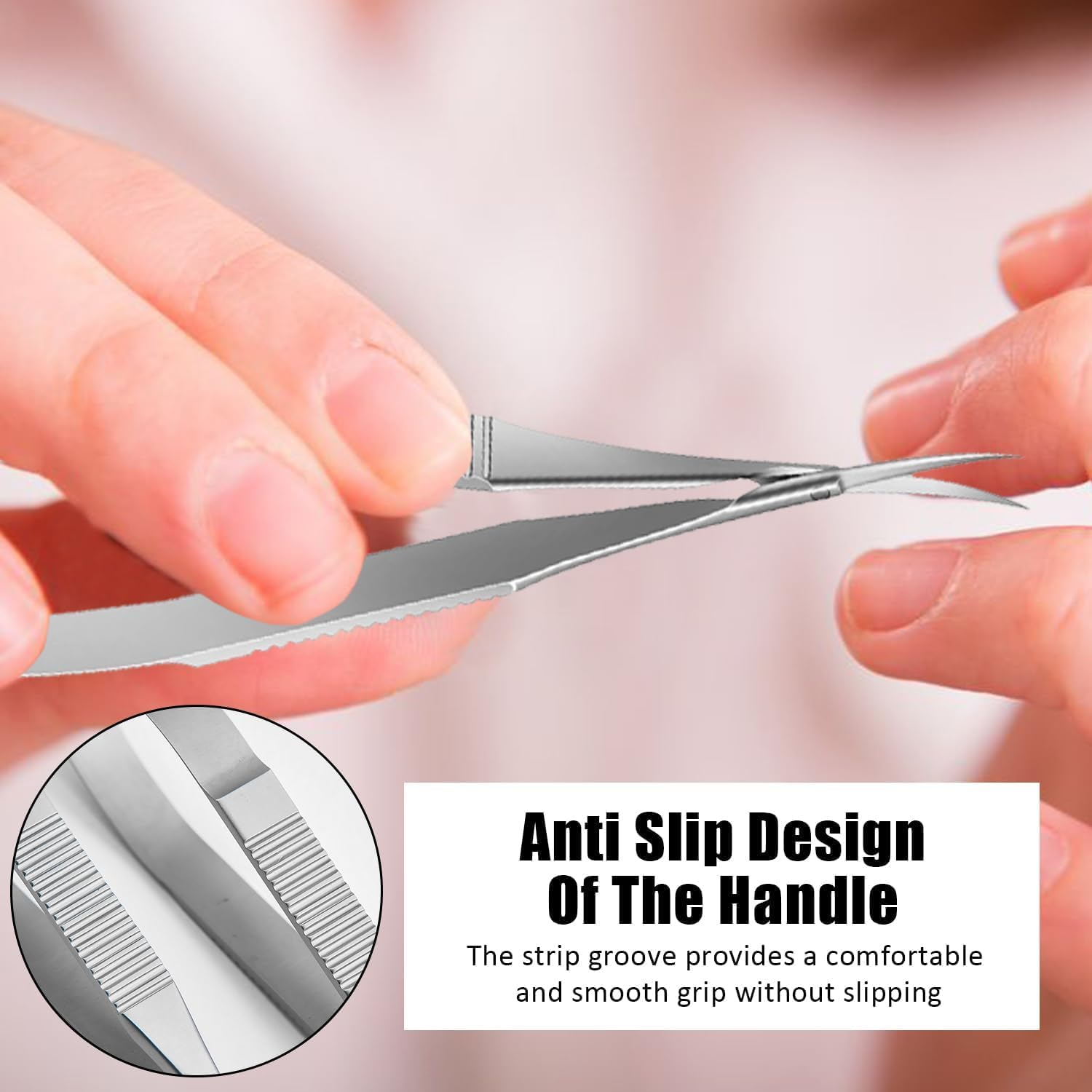 1 Pcs Curved Iris Scissors, Micro Scissors, Fine Straight Nail Scissors, Cuticle Trimmer Straight, Pointed Tip Grooming Kit, Curved Micro Scissor, for Dry, Dead Skin,Skin Car