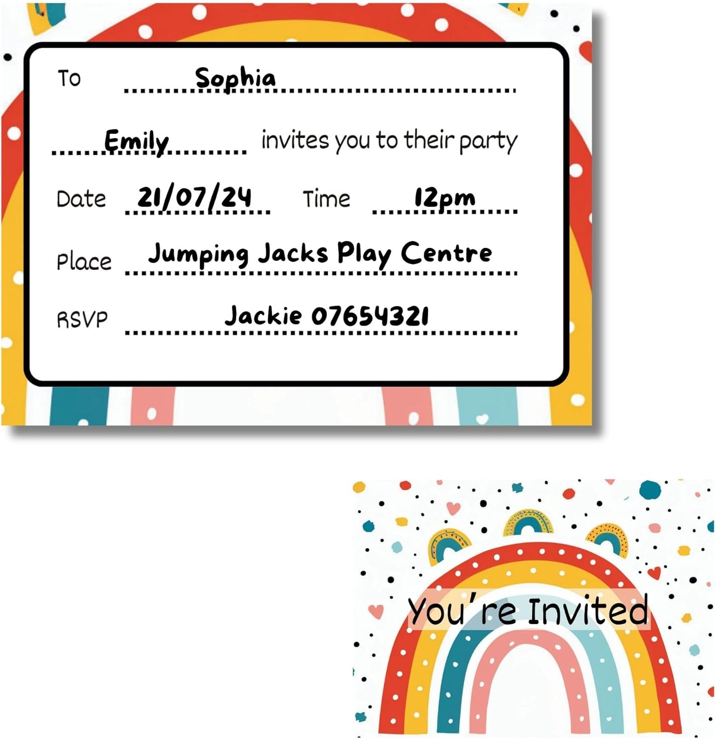 24 Kids Birthday Invitations Fun Rainbow Party Invites for Girls Perfect for 4Th & 5Th Comes with Fun Stickers