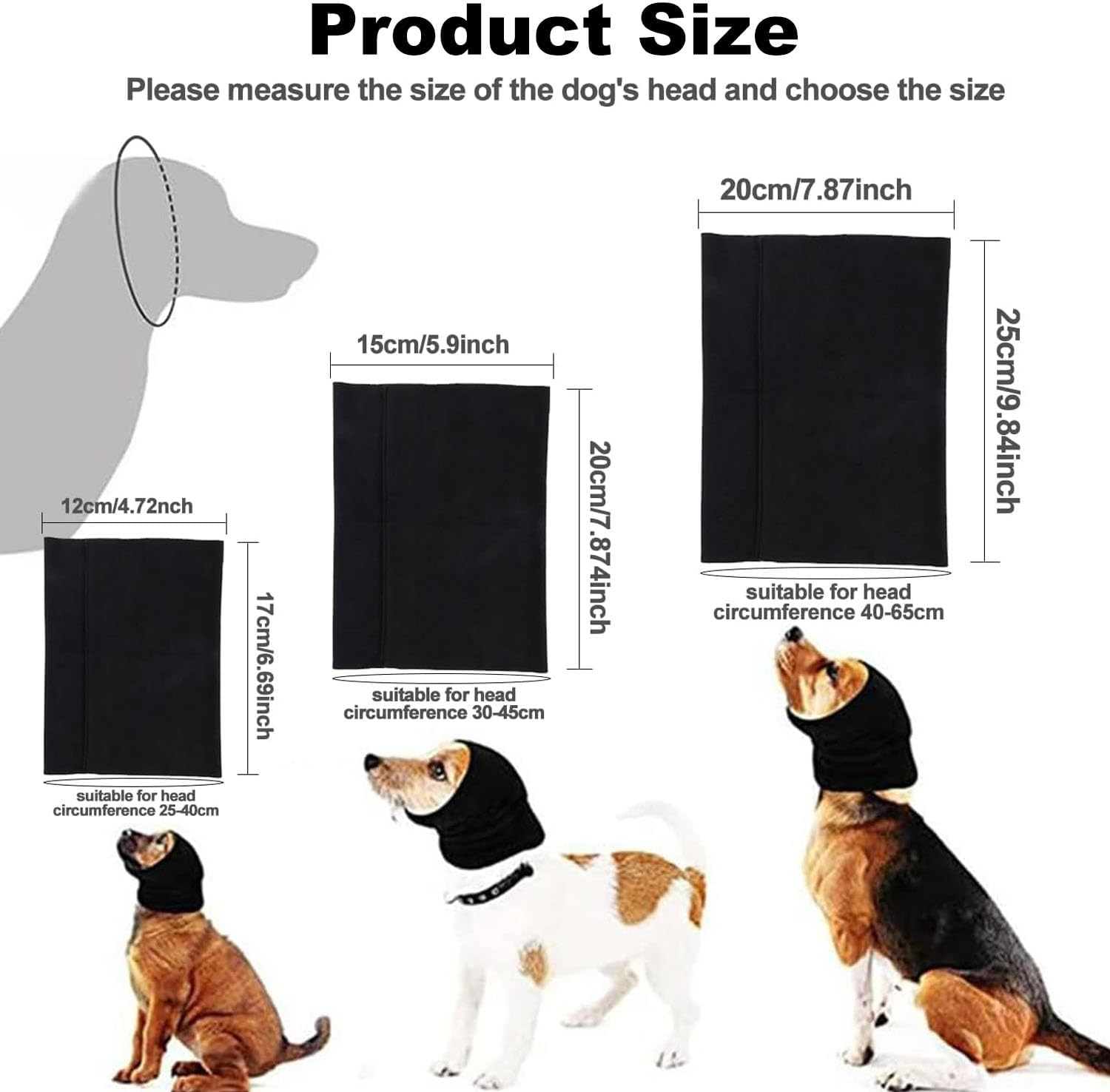 3 PCS 3 Size Quiet Ears for Dogs Dog Hoodies Hat, Dog Calming Hoodie Head Cover Sleeves, the Grooming and Force Drying Head Protection, for Anxiety Relief & Calming Dogs image number 3