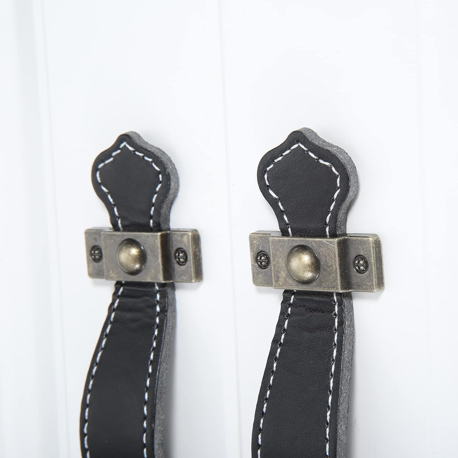 Mgoodoo 5 Pack Leather Drawer Pulls, Handmade Leather Dresser Pull Kid Friendly Drawer Knobs Soft Canbinet Handle for Wardrobe Door Furniture Replacement 6Inch