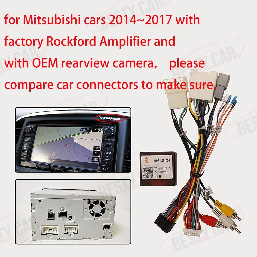 Bestycar 16Pin Car Stereo Wiring Harness Adapter with Canbus Box for Mitsubishi Outlander Pajero Support OEM Rockford Amplifier Camera SWC USB image number 5