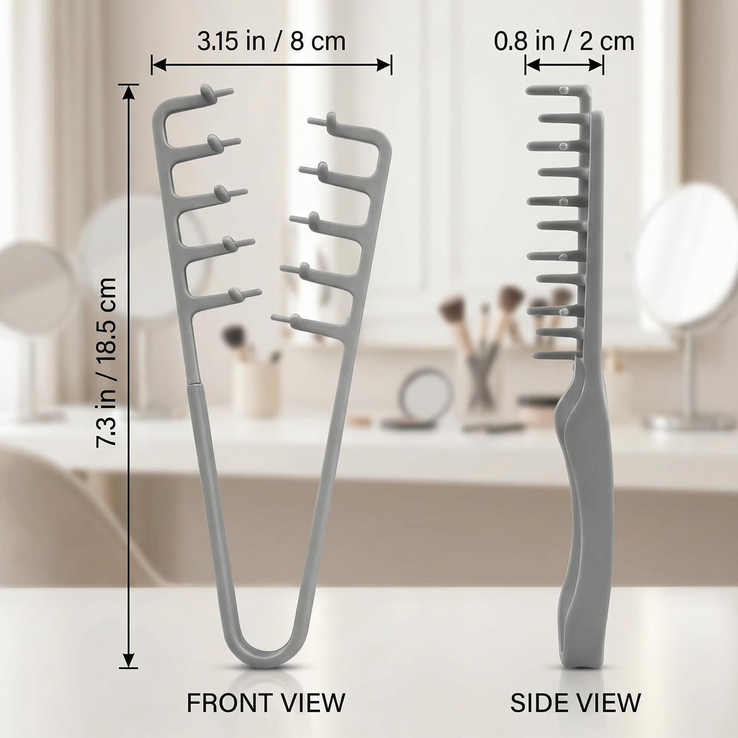 Texture Comb, Wide Tooth Styling Comb for Men Women, Hair Volumizer Tool Bangs Seam Anti-Frizz Plastic Curl Comb (Grey) image number 5