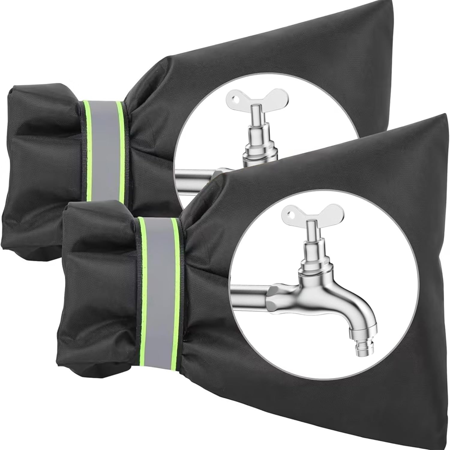 2 Pcs Outdoor Faucet Covers for Winter,Winter Reflective Strip Faucet Freeze Guard,Faucet Insulation and Freeze Protection Cover,Reusable Insulated Outdoor Faucet Covers,Anti-Icing Protective Cover image number 6