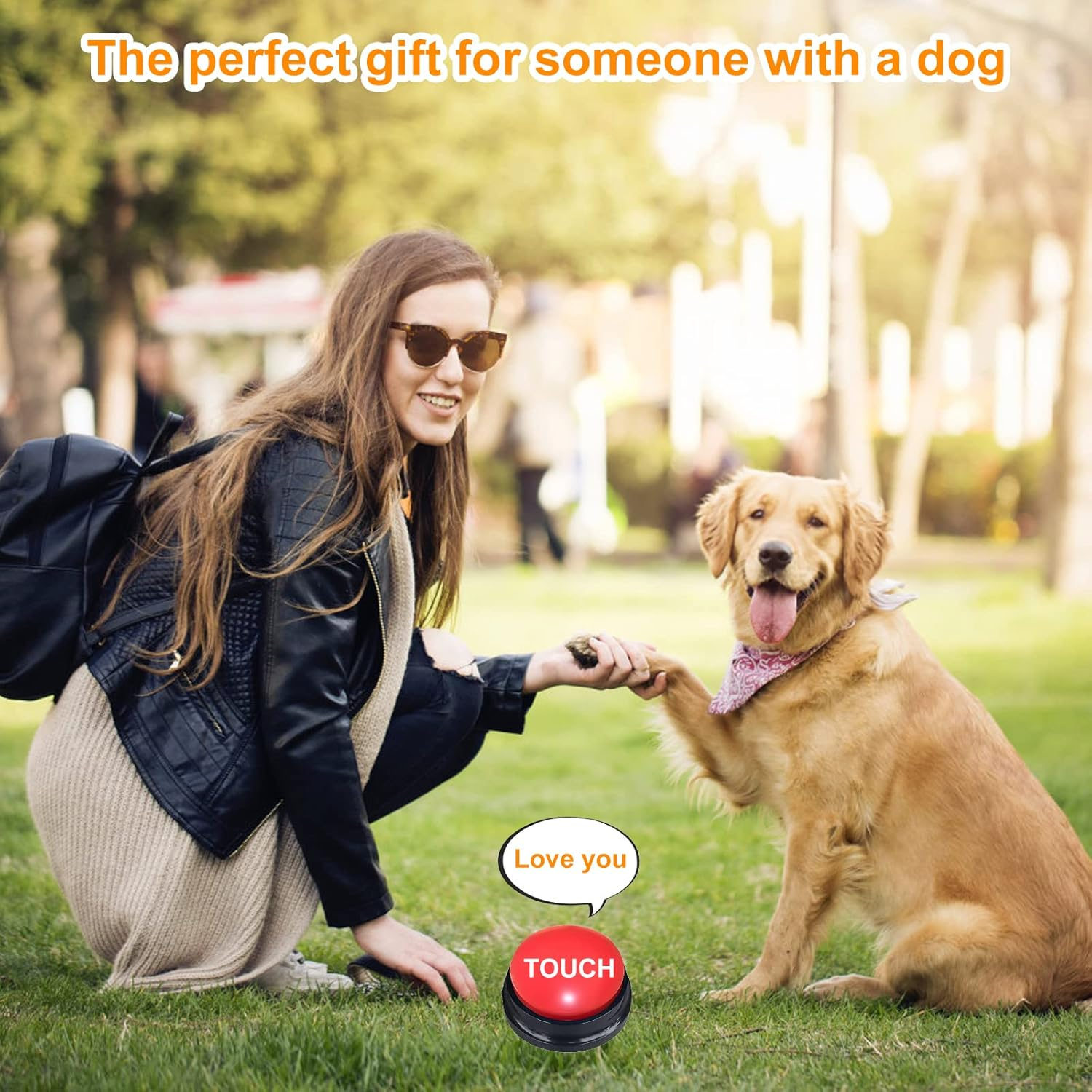 TNSLAND Dog Buzzers with Recording Function, Pack of 4, Dog Training Bell, Pet Interaction Toy, Small Breeds