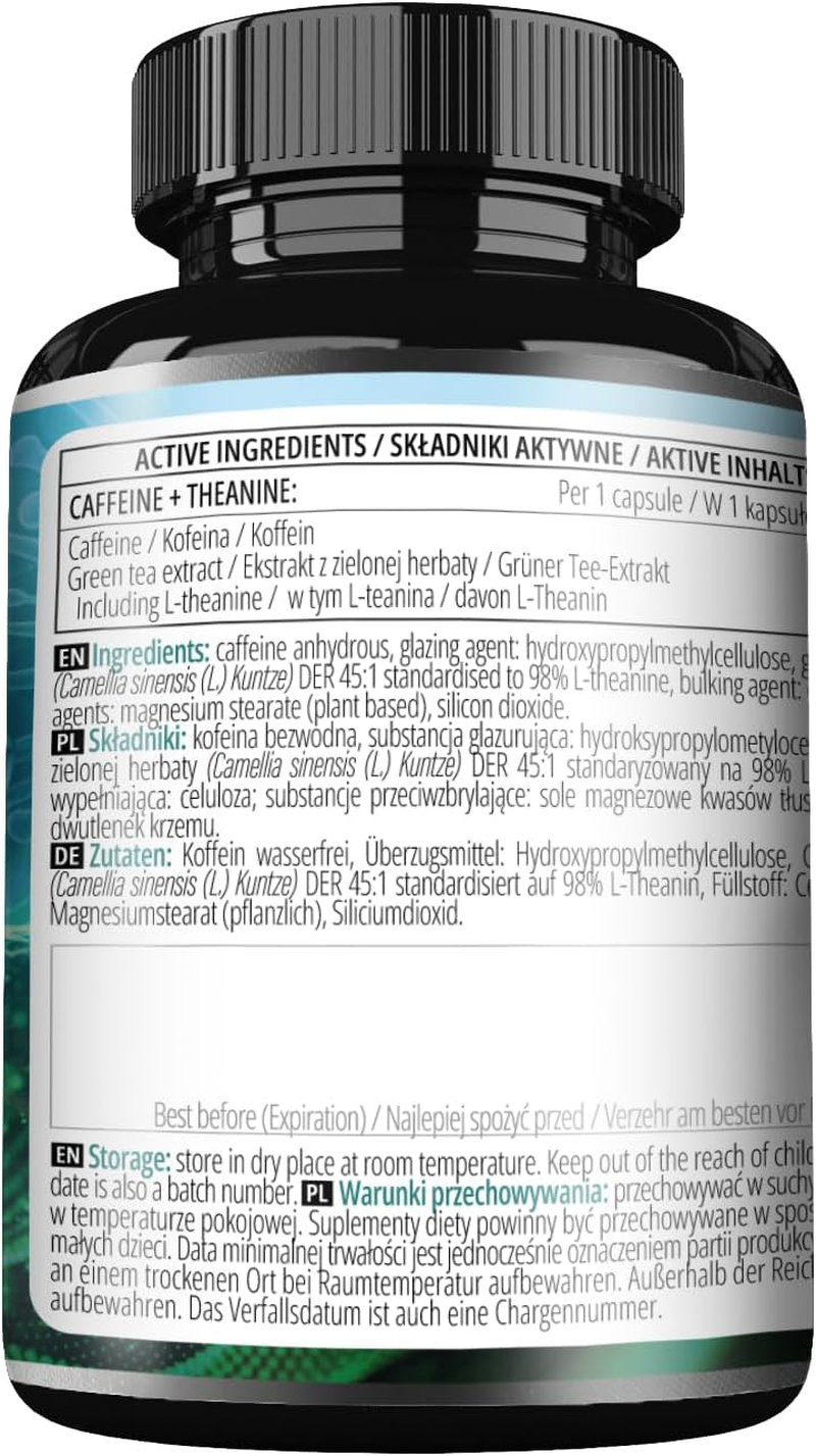 Caffeine + Theanine 300Mg per Capsule, Caffeine Anhydrous and Green Tea Extract 98%, 120 Vegan Capsules, 4 Months Supply, Supplement for Enhanced Focus and Energy - by Apollo'S Hegemony image number 1