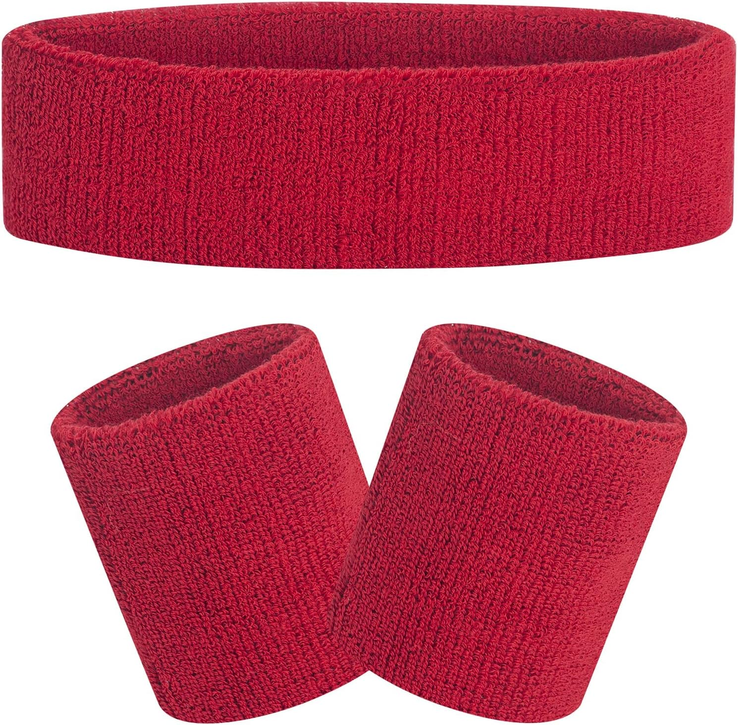 Sweatbands Set, Headband and Wrist Sweatbands Cotton Sweat Band for Athletic Men and Women, Sports Headbands for Fitness Yoga Running