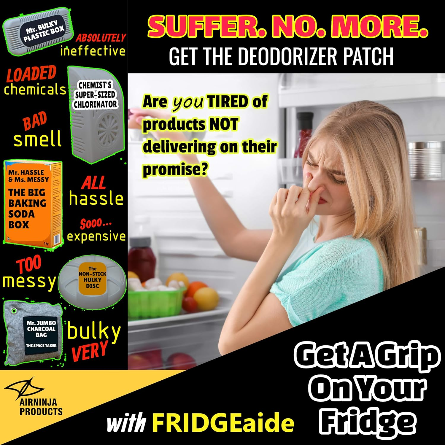 Fridge Refrigerator Freezer Deodorizer PATCH | Organic Odor Eliminator | 4 Month Supply | Foul Smell Remover | BEATS Baking Soda & Activated Bamboo Charcoal | Fragrance & Chemical Free | 2 Pack image number 2