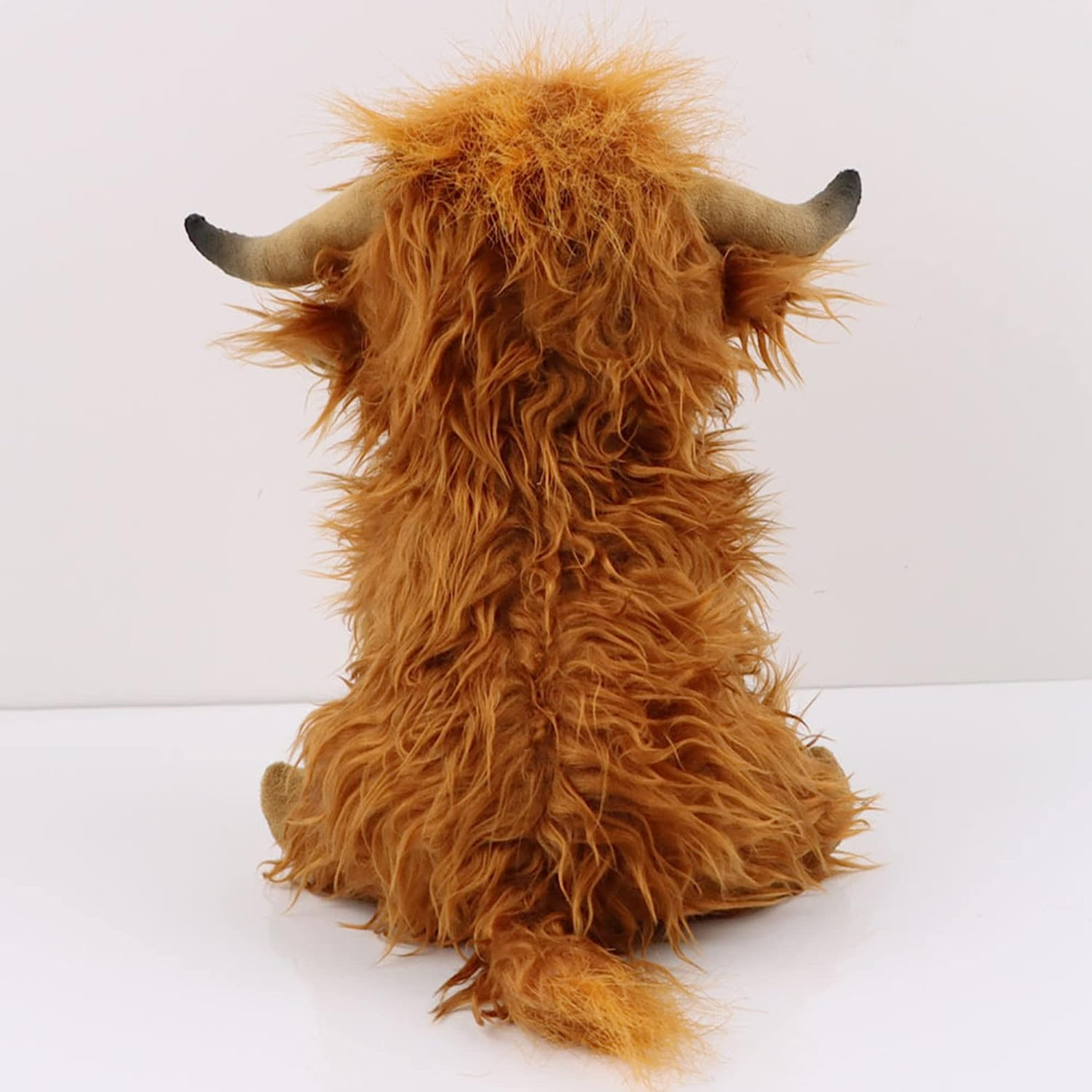 9.8Inch Highland Cow Stuffed Animal Realistic Cow Plush Toy Cuddly Simulation Highland Cattle Plushie Doll Farm Home Decor for Adults Kids(Brown) image number 5
