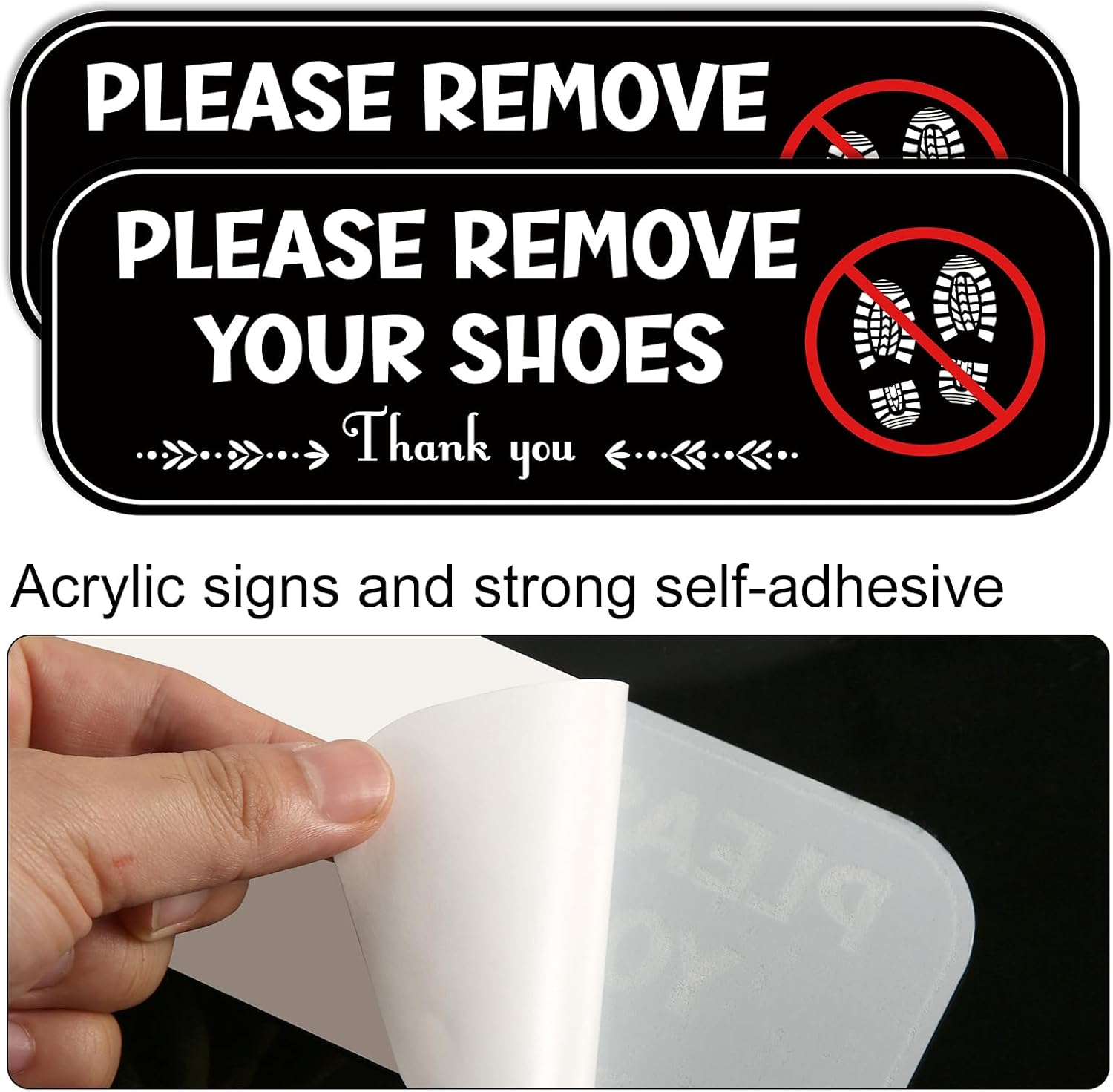2Pcs Acrylic No Shoes Sign - Take Your Shoes off Sign for Front Door, Offices, Cafes, Restaurants & More image number 6