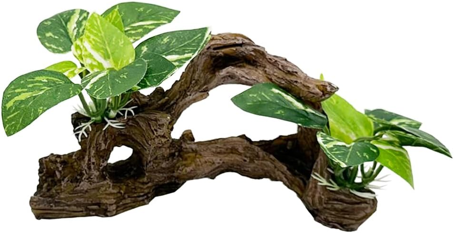 Smoothedo-Pets Fish Tank Decorations Aquarium Decor 3Pcs Ornaments Betta Silk Leaf Pad Hammock Artifical Driftwood Cave Goldfish Bowl Accessories (Mix-Leaf-Set-G)