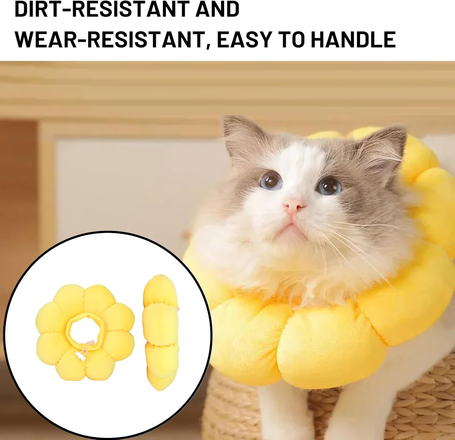 XIELBIS Cat Recovery Collar, Soft Cone Collar, Cute Sunflower Design, Adjustable for Cats, Dogs & Rabbits - Quicker Healing Post-Surgery image number 1