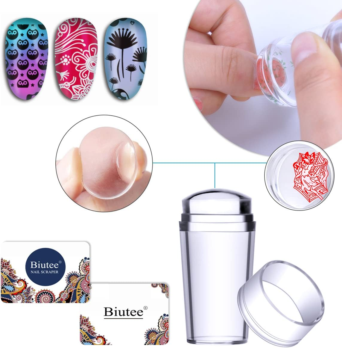 Biutee 19Pcs Nail Stamp Plates Set 15 Plate 1 Stamper 2 Scraper 1 Storage Bag Nails Art Stamping Plate Scraper Stamper Set Leaves Flowers Animal Nail Plate Template Image Plate image number 3