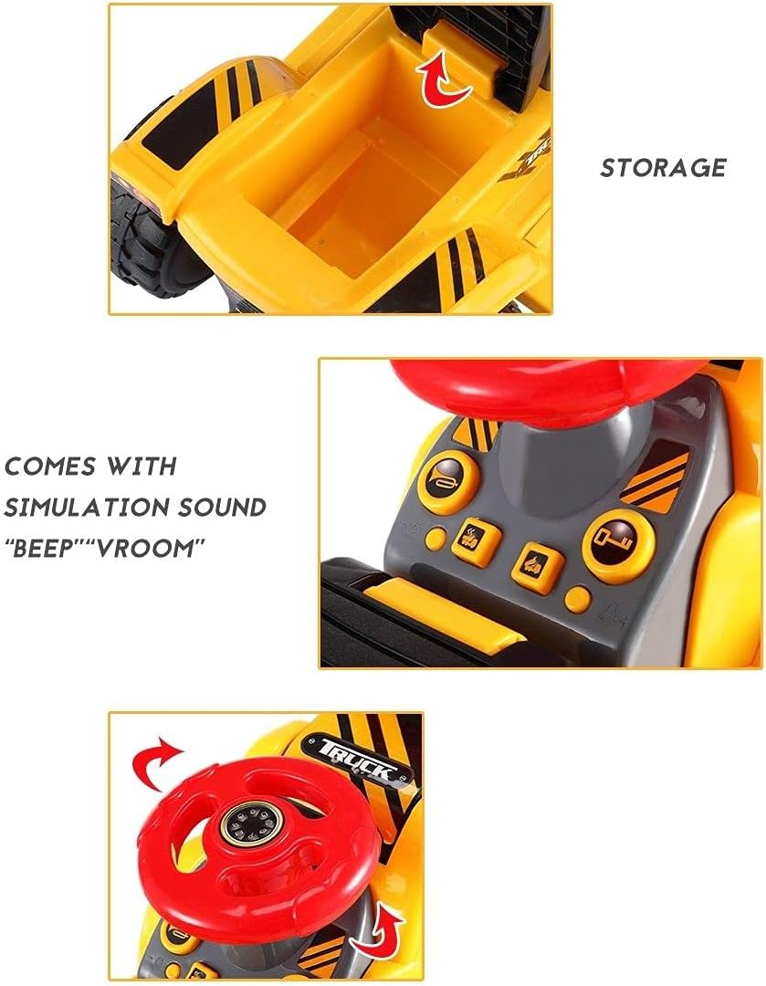 Kids Ride on Digger Electric Excavator Bulldozer Loader Car W/Toy Stones & Safety Helmet