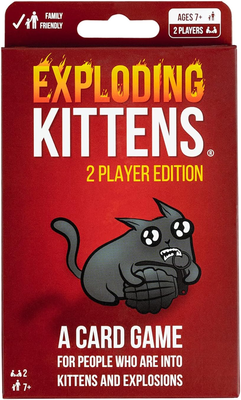 Exploding Kittens Original 2 Player Edition - Hilarious Games for Family Game Night - Funny Card Games for Ages 7 and up - 56 Cards image number 2
