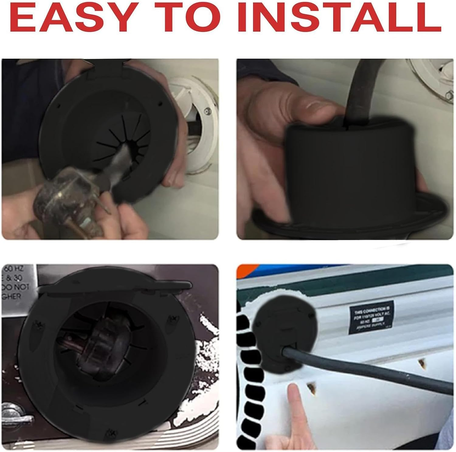 RV Outlet Cover | RV Electrical Cable Hatch - RV Cable Pass through Wire Organizer, RV Covered Power Cord Hatch round Accessory for Motorhome image number 1