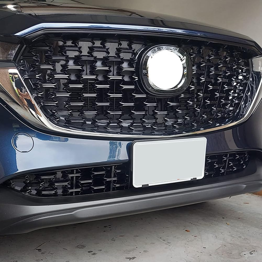 AOKIO Glossy Black Front Grille Inserts Bumper Grill Guard Molding Trim for Mazda CX5 CX-5 Accessories 2022 2023 2024 (Not for 2017-2021), 22CX5-XZWGS-01 - Carbon Fiber Style image number 7