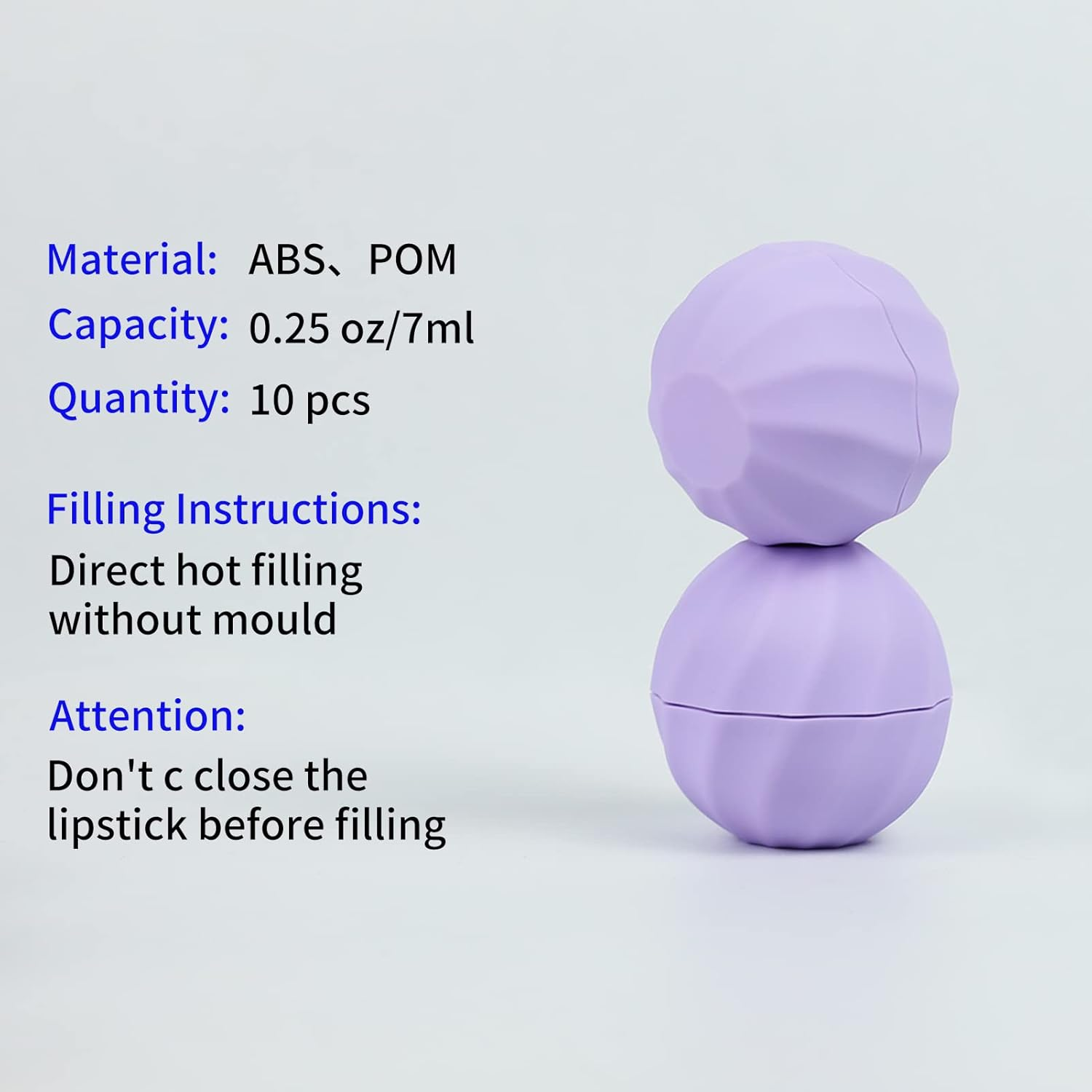 LONGWAY 0.24Oz (7Ml) Empty Lip Balm Sphere Containers | Screw Cap Lipstick Tubes/Chapstick Tubes/Chapstick Holder for Lip Gloss & BPA FREE (Pack of 10） (Light Purple) - Light Purple image number 5