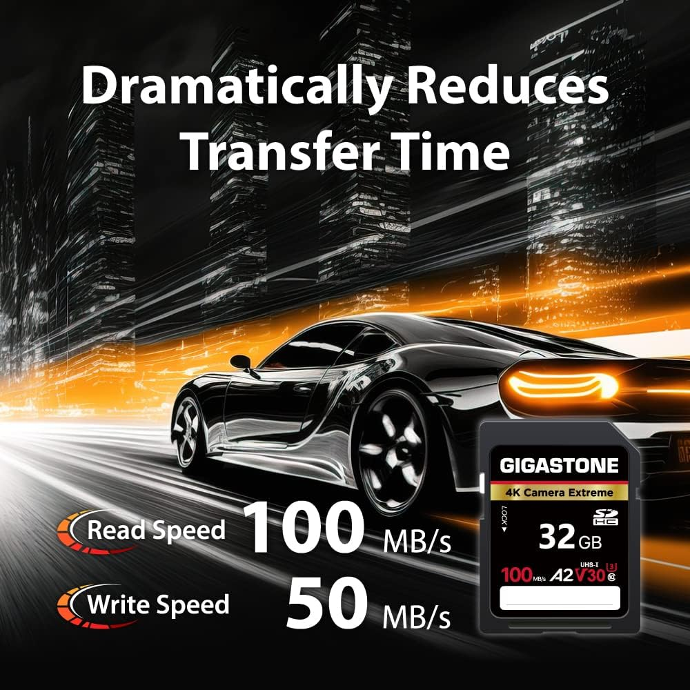 Gigastone 32GB 5-Pack SD Card, 4K Camera Extreme, A2 V30 SDHC Memory Card High Speed 4K Full HD Video Compatible with Canon Nikon Sony Pentax Kodak Olympus Panasonic Digital Camera, with 5 Mini Cases image number 3