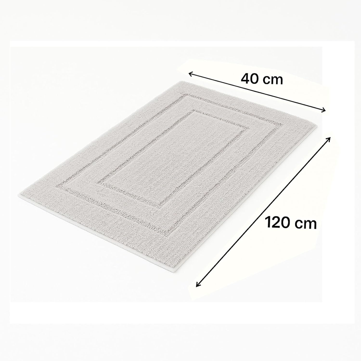 SYGELER Large Bath Mat 40X120Cm, Non Slip Washable Bathroom Runner Rug, Soft Absorbent Bath Mat - Luxurious Grey Shaggy Plush Design image number 1