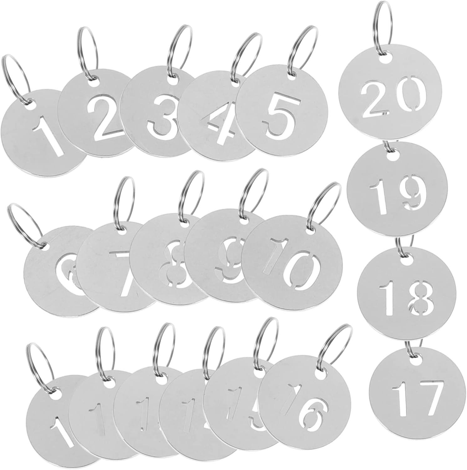 LALADEFIEE 20Pcs Travel Tags Key Classification Tags Key Ring Labels Stainless Steel Plate image number 4