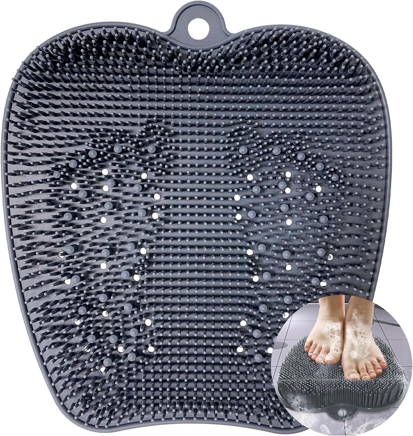 Luckyiren Extra Thicker & Larger Foot Scrubber Mat for Shower, Silicone Back Body Exfoliator Massager Cleaner Washer with Non Slip Suction Cup, Exfoliating Scrub Brush Pad for Women Men Elderly image number 6
