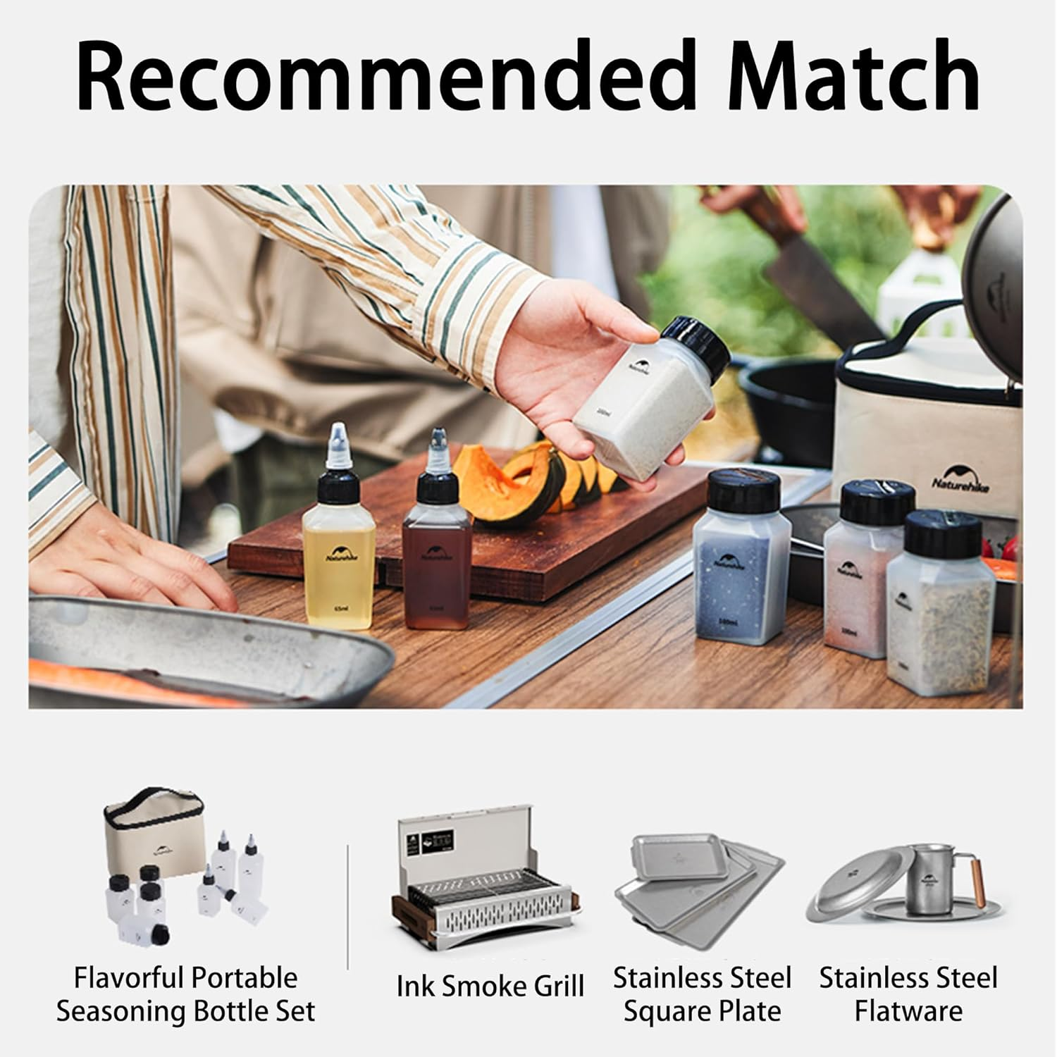 Windhike Naturehike PP 6/8 Pcs-Set Travel Spice Containers, Camping Spice Kit with Separable Storage Bag, Portable Anti-Leakage Design Spice Condiment Dispenser for Picnic BBQ Backpacking Hiking (8) image number 3