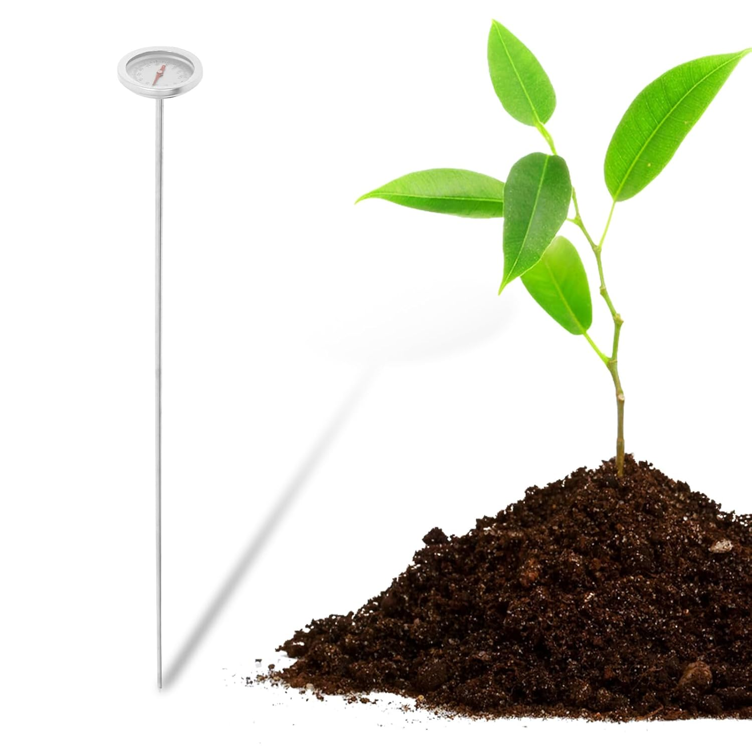 SEWACC Stainless Steel Soil Thermometer with Probe for Backyard Composting and Gardening Portable Temperature Gauge for Accurate Lawn and Garden Soil Measurement