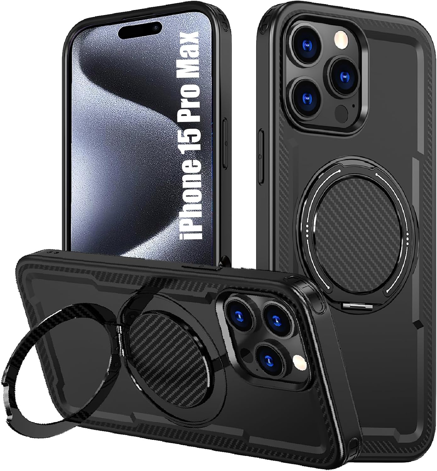 Lumobrilla for Iphone 11 Case,Iphone XR Case [360&deg; Rotate Ring Stand][Compatible with Magsafe] Military-Grade Protection Anti-Fingerprint Anti-Scratch Phone Case for Iphone 11/Iphone Xr,Black image number 5