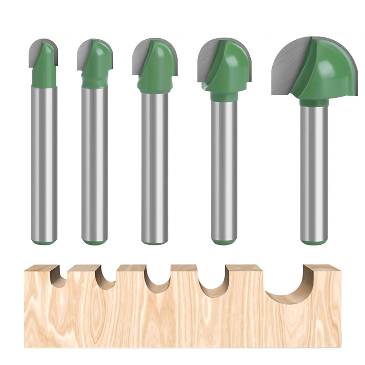 YUENTOEN 5 Pieces Trim Bits round Nose Cove Box Router Bit, Woodworking Milling Cutter Tool Kit for Home Improvement and DIY image number 5