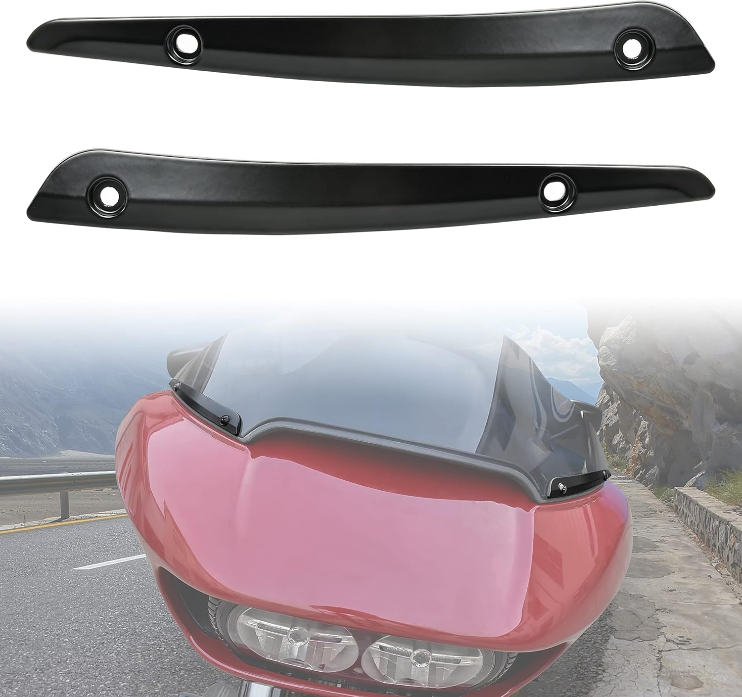 Motorcycle Windshield Side Trim for Harley Road Glide, Motorcycle Split Front Windscreen Side Trim for Harley Road Glide Ultra FLTRU FLTRX Special FLTRXS 2015-2022 Accessories (2PCS) image number 4