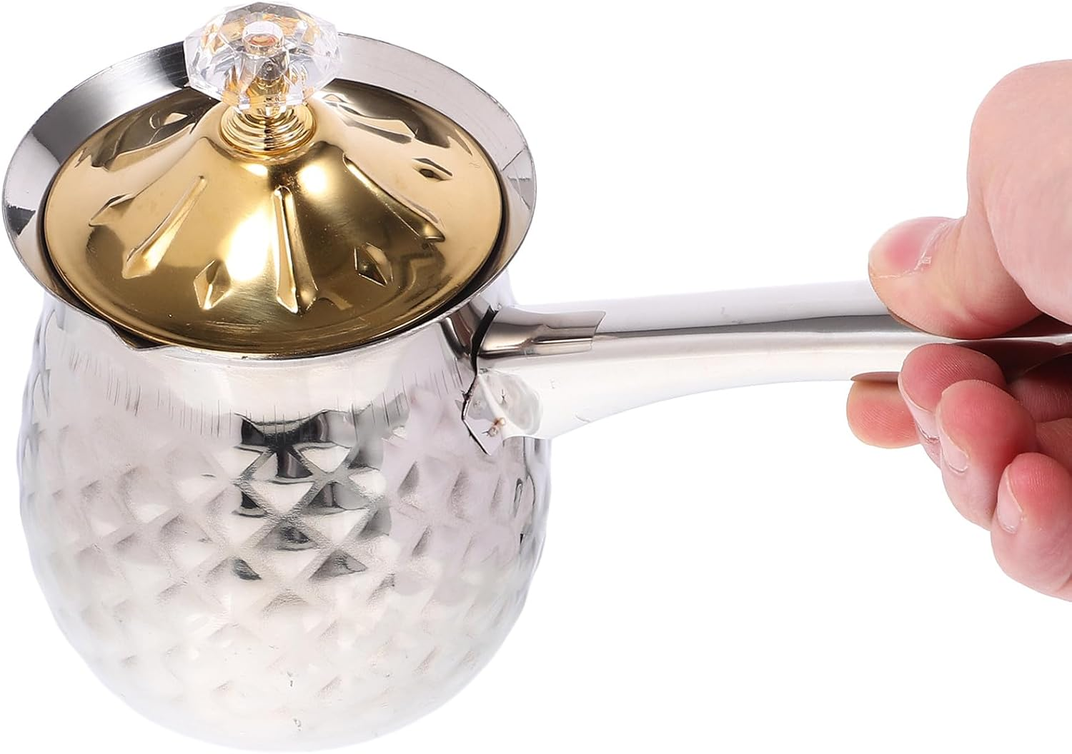 DOITOOL Stainless Steel 400Ml Milk Frothing Pitcher with Spout and Lid, Wear-Resistant Household Steaming Cup for Coffee Latte Art, Suitable for Espresso and Cappuccino Random Color image number 2