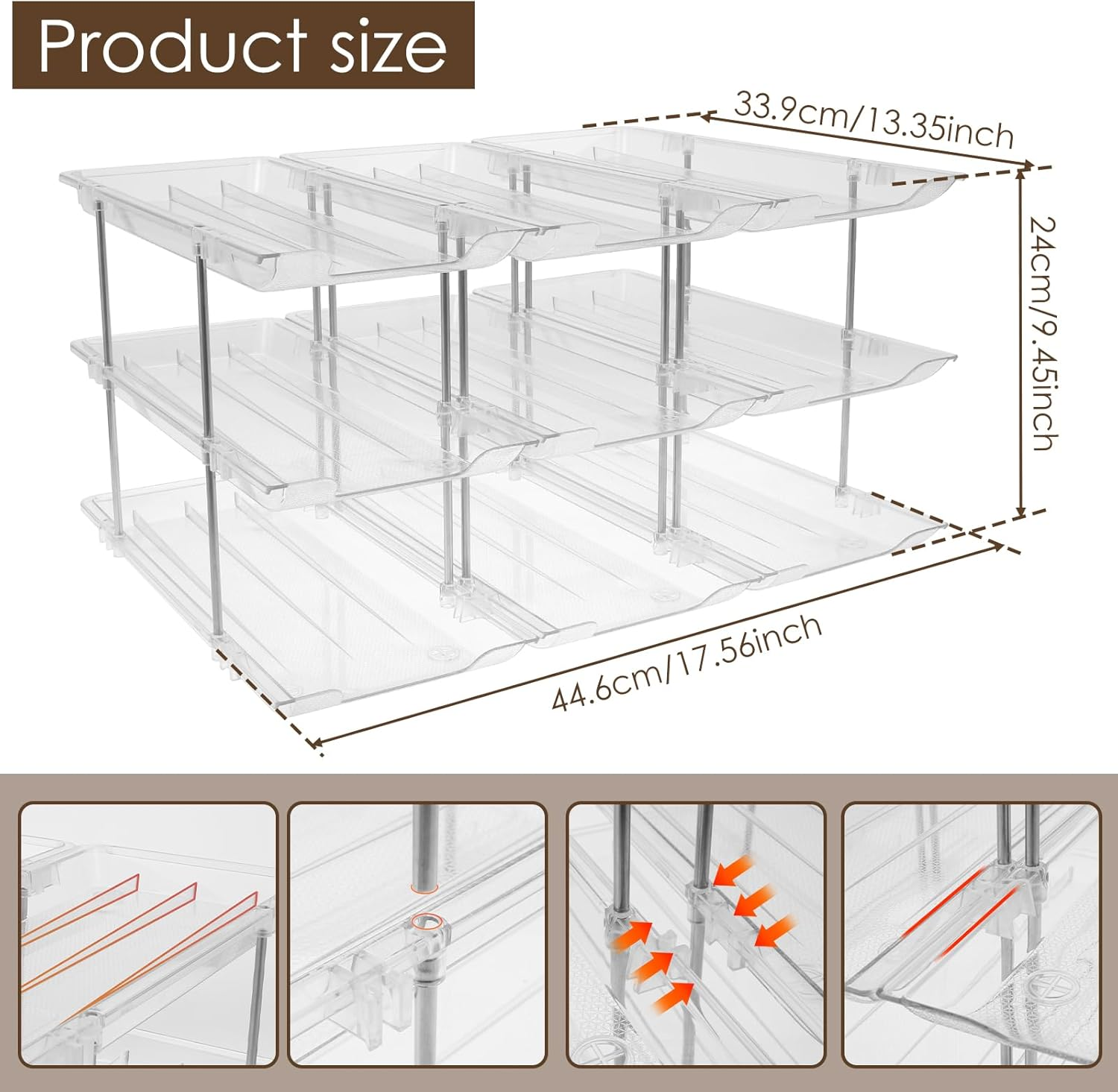 3-Tier Stackable Can Storage Rack Organizer, Can Storage Organizer Pantry, Clear Can Organizer Rack, Canned Food Holders, Stackable Soup Can Dispenser for Kitchen Cupboard and Pantry Storage image number 5