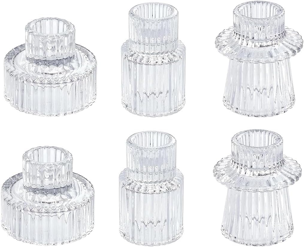 Candle Holder Glass Pillar Candle Stand, Clear Candlestick for Home, Wedding, Party Decoration (6, Clear) image number 3