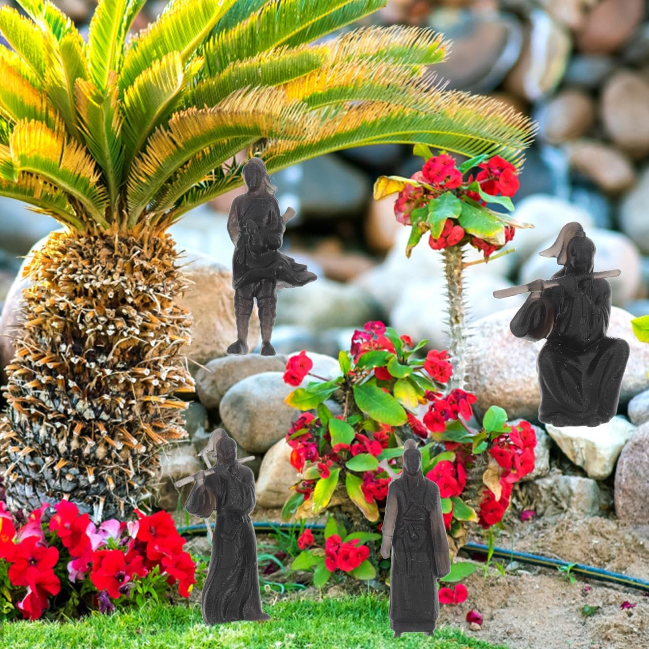 INOOMP 4Pcs Miniature Ancient Swordman Figurines, Chinese Zen Garden Statue Tiny Model Asian Samurai Figure for Fish Tank Bonsai Car Decor image number 4