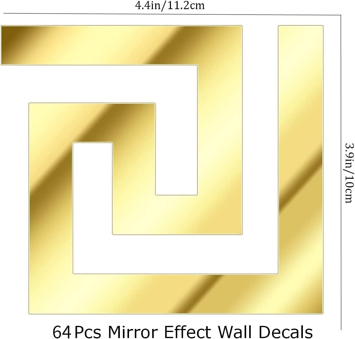 Lubise 64Pcs Gold DIY Mirror Stickers Removable Adhensive Wall Stickers Decals for Home Art Room Bedroom Background Decoration (Geometric Greek Key Pattern)&hellip; image number 5