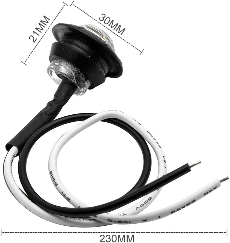 Baceyong 4Pcs 12V/24V 3/4" LED Side Marker Lights for Car Trailer Truck, Super Bright round White Indicator Lamps Replacement, White Lighting image number 4