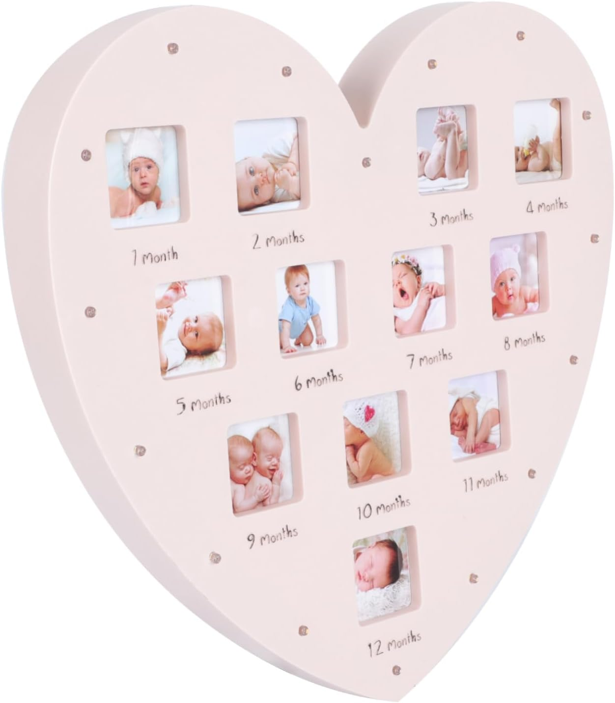 Growth Record Photo Frame Heart Shape Light Year Picture Frame for Month Milestone Desktop Ornament image number 6