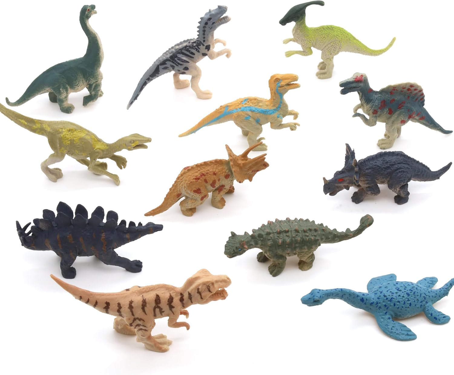 12PCS Mini Dinosaur Figures, Plastic Assorted Small Dinosaur Figurine, Dinosaur Cake Topper, Dino Toys Party Favors image number 3