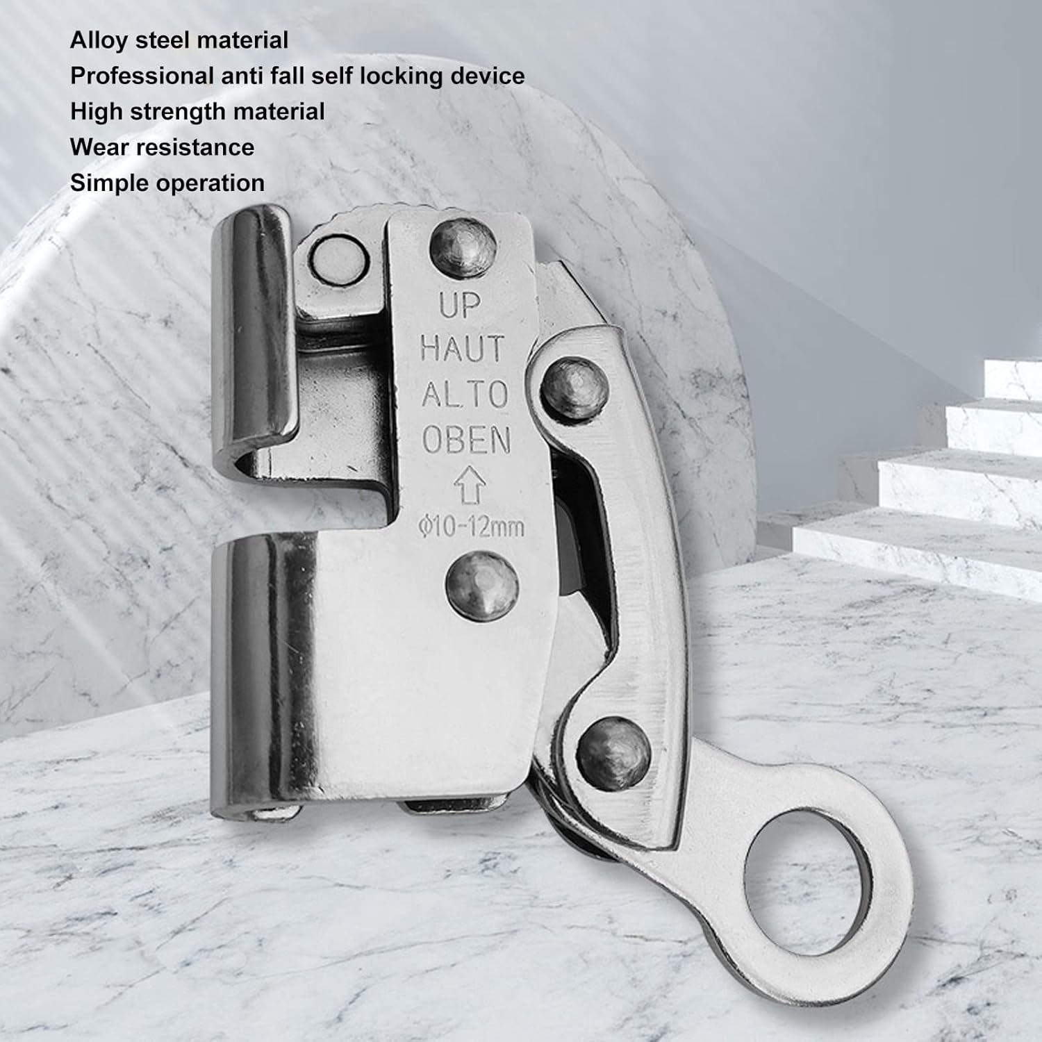 Climbing Self Locking Rope Grab, Alloy Steel Climbing anti Fall Rope Grab with Strong Bearing, Climbing Ascender for Rock Climbing Fire Rescuing Industrial Equipment