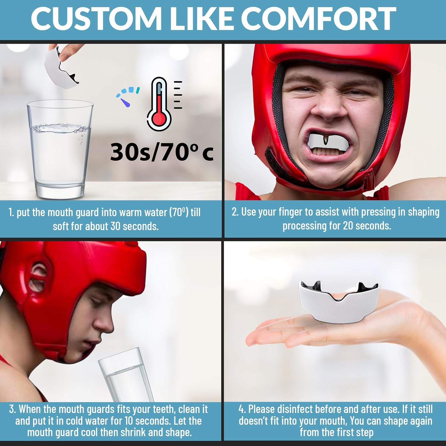 Hoplite Sports Custom Fit Mouth Guards &ndash; Tailored Comfort &ndash; Youth and Adult Sizes &ndash; Ideal for Soccer, Rugby, Boxing, Basketball, Mixed Martial Arts, Kick Boxing and More &ndash; Includes Storage Case image number 2