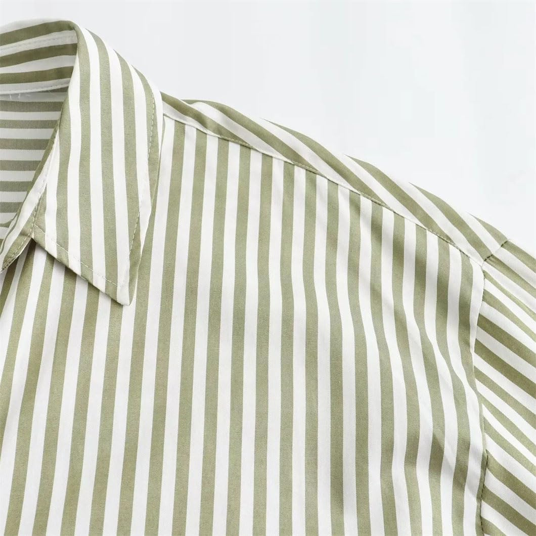 Women'S Striped Long Sleeve Shirt Vintage Casual Striped Button down Blouse Office Work Tops image number 5