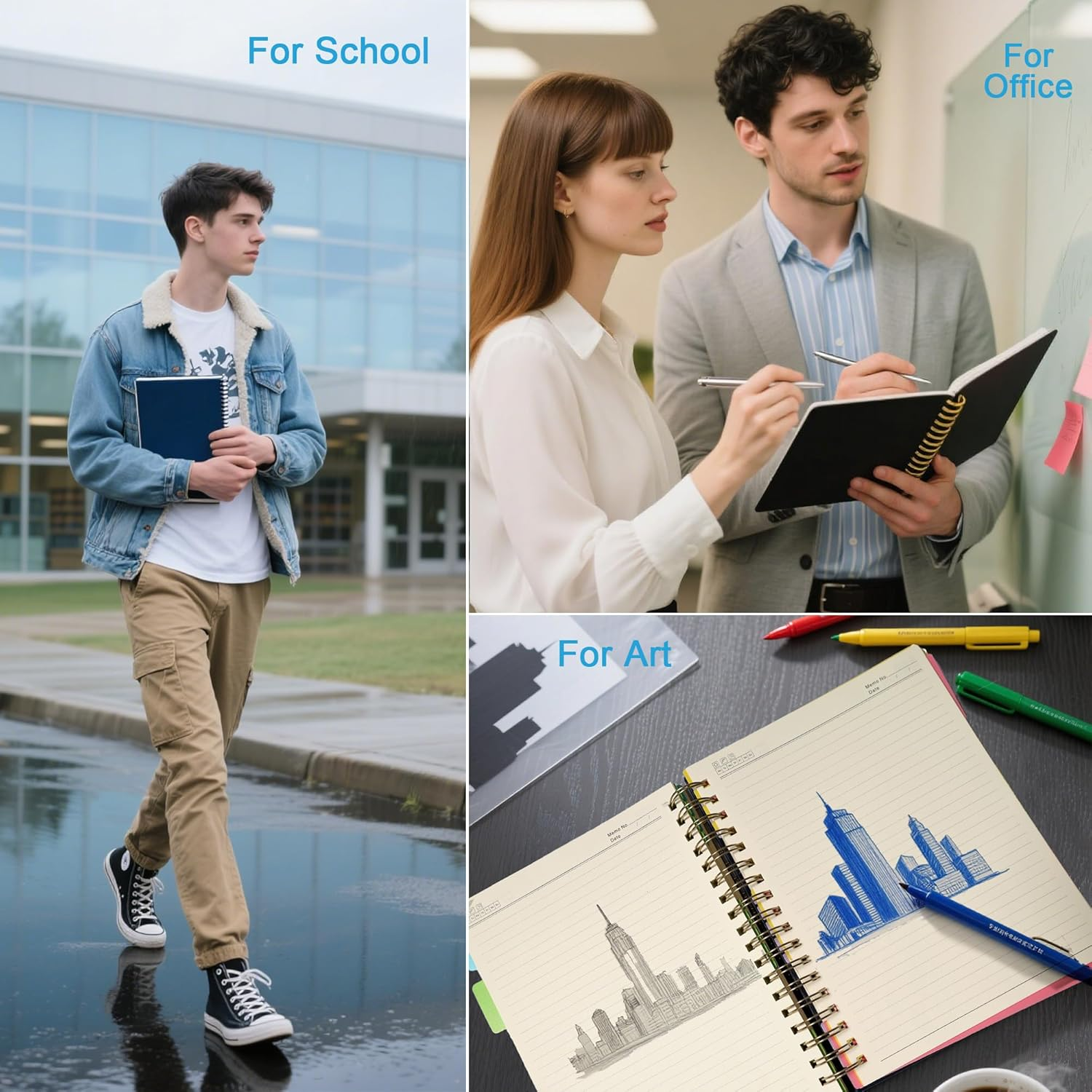 Gemuity Hardcover Spiral Notebook &ndash; 300 Pages with Removable Divider Tabs, 5 - Subject Lined Journal, 186Mm&times;248Mm for Work/School Black image number 4