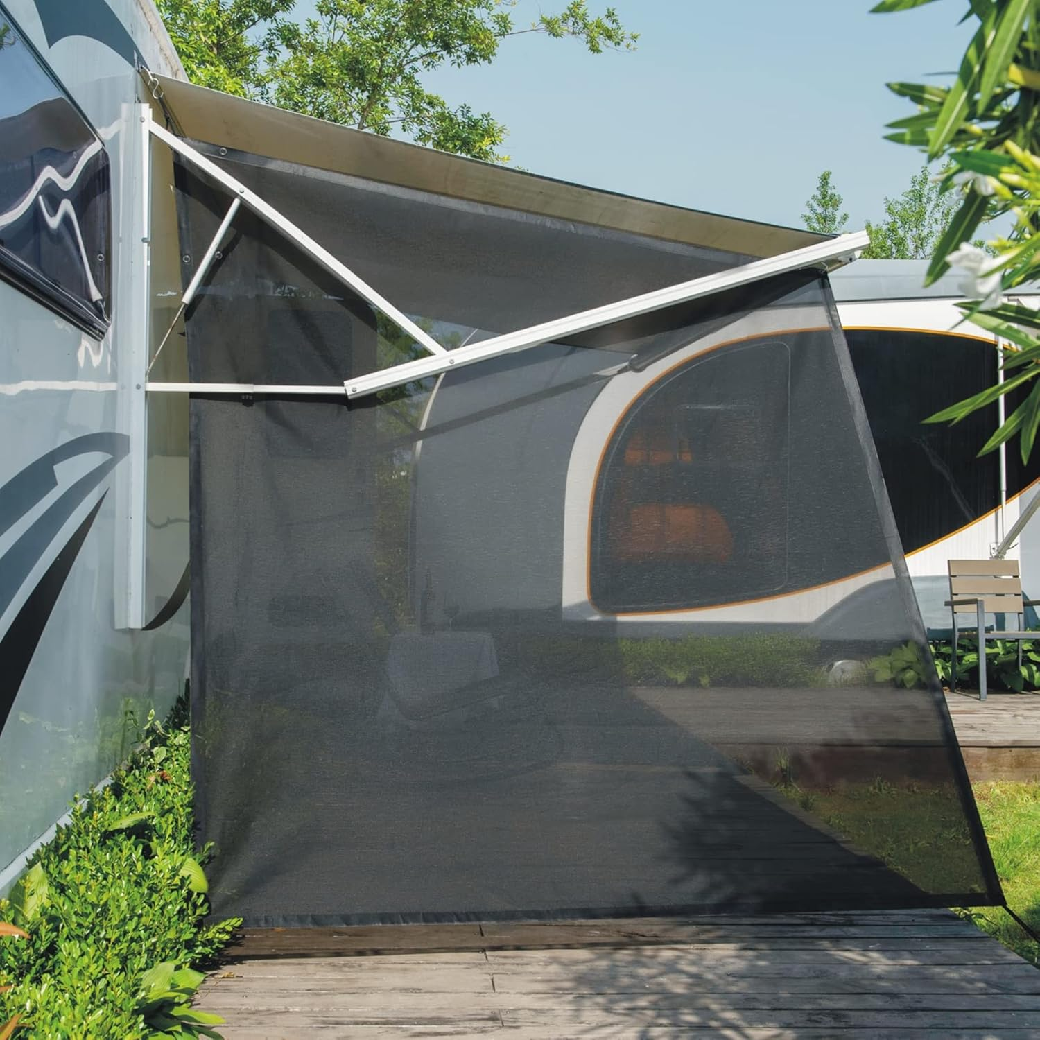 Dulepax RV Awning Side Shade- 9'X7' -Second Generation RV Awning Side Shade Screen Significantly Improves Shadew and Privacy.Universal RV Awning Shade Screen with Complete Kits. image number 2