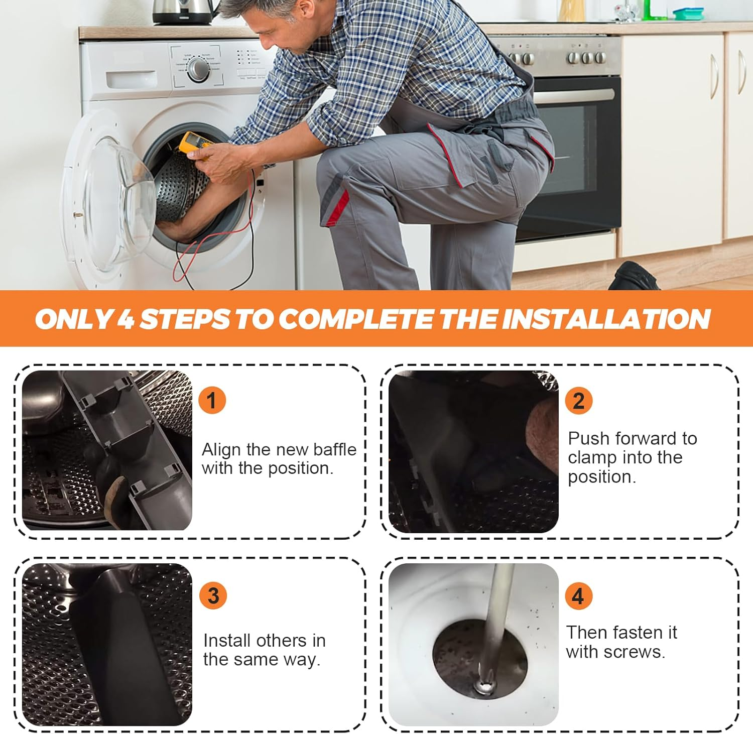 UPGRADED 285976 8182233 Drum Baffle by Beaquicy - Replacement for Whirlpool Ken-More Washing Machine - Pack of 3 - Replaces AP3769371 8181669 image number 1