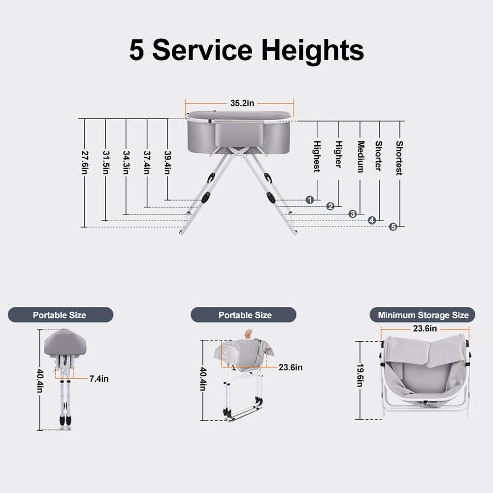 Portable Dog Bathtubs,3 in 1 Elevated Pet Bath Tubs Foldable Dog Washing Station for Small and Medium Dogs, Cats Home Bathing, Shower and Grooming,5 Adjustable Heights, up to 140 Lbs image number 6