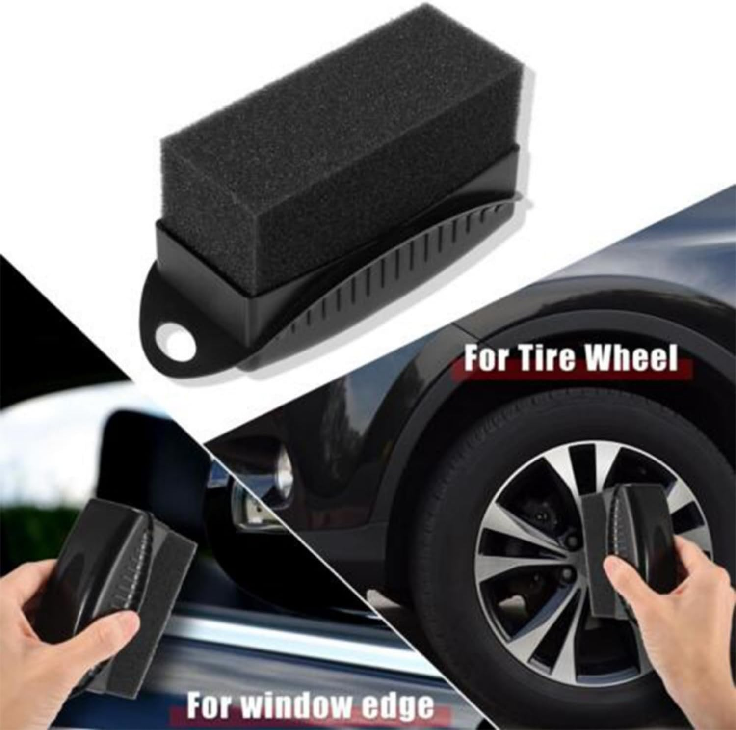 2Pcs Car Wheel Waxing Sponge Tire Shine Applicator, Tire Shine Sponge Pad Tire Shine Applicator, Auto Tyre Cleaning Pad, for Tire Dressing Applicator Car Tire Shine Applicator (Black)