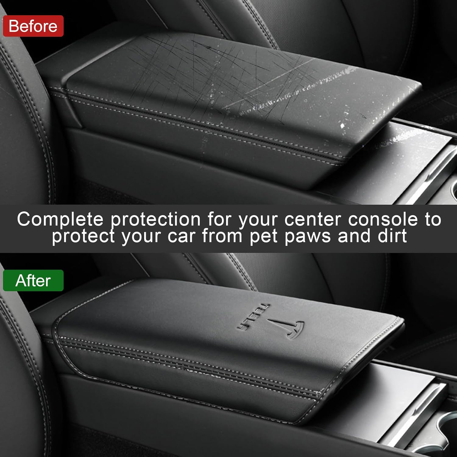 Armrest Cover for Tesla Model Y 2025-2020 and Model 3 2023-2017 Central Control Leather Arm Rest Cushion Pad Protection Car Interior Accessory for Tesla Model Y/3 image number 6